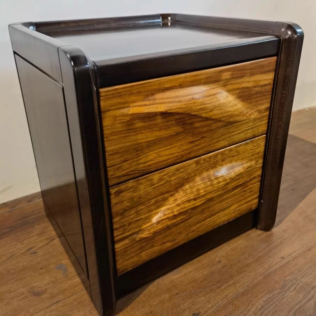 乌金木+德国红榉全实木无辅材床头柜，尺寸：450x430x460，尾货清仓