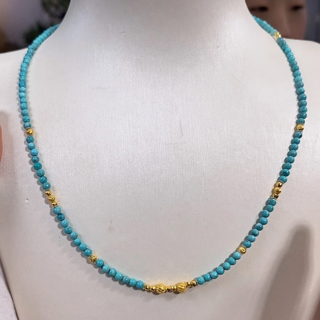 绿松石18K金镶嵌珠宝奇石定位珠为合金