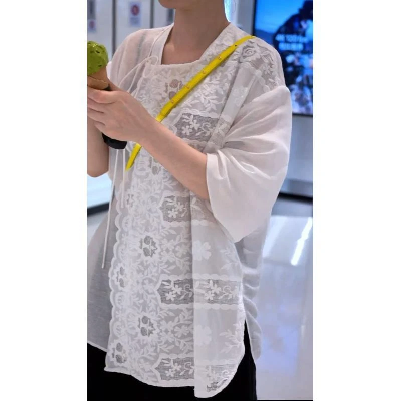 【张羽推荐】ELVIS.CHEUNG蒋云 2025丝麻蕾丝双层门襟衬衫