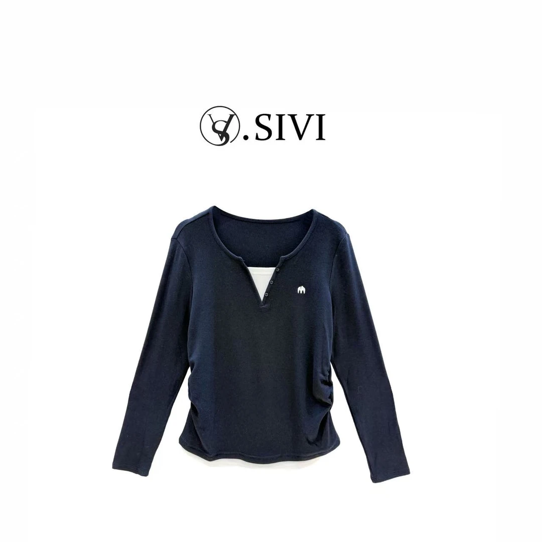 熙薇【月光浮星】2025早秋新款时尚气质休闲百搭长袖上衣H5091