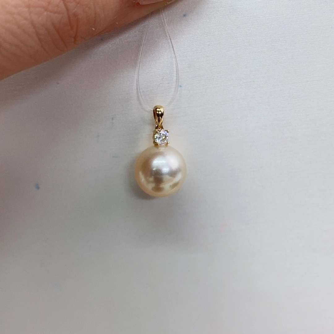 吊坠(不含链)18K金镶嵌海水珍珠10-11