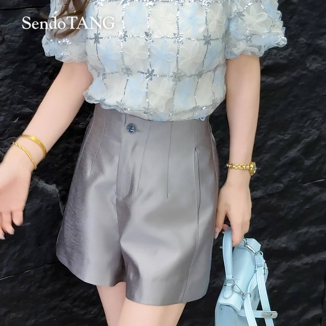 夏日穿搭【烟色】胖多女装夏季新款时尚休闲高级感百搭高腰短裤