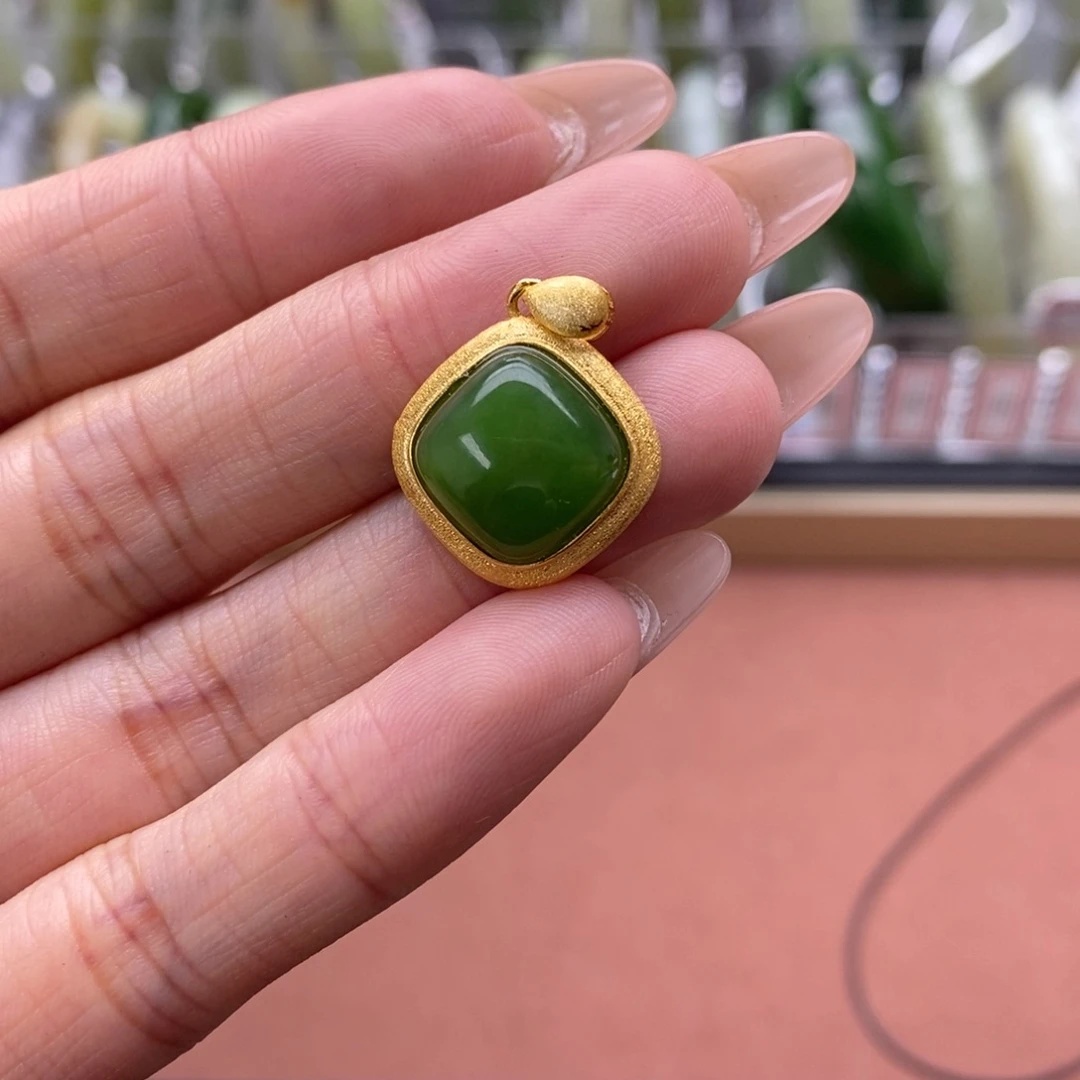 和田玉银S925镶嵌吊坠(不含链)