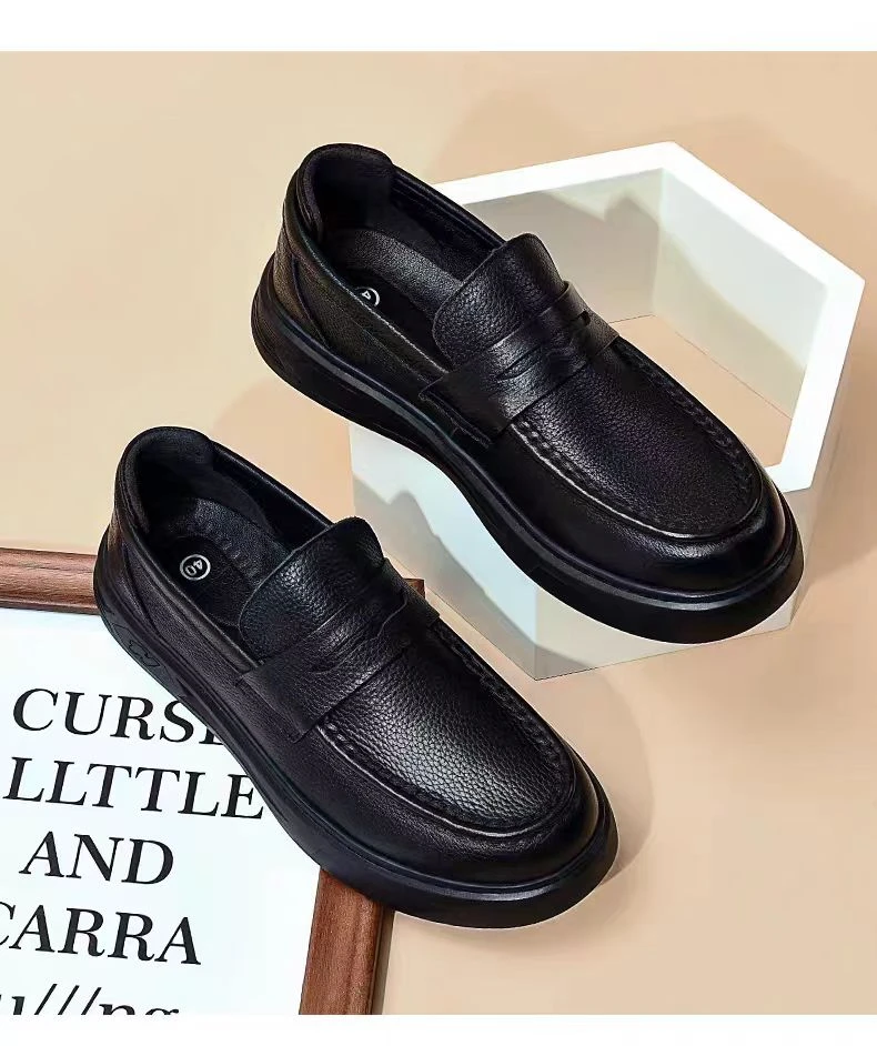 轻便一脚蹬休闲皮鞋镂空男皮鞋豆豆鞋舒适男士商务