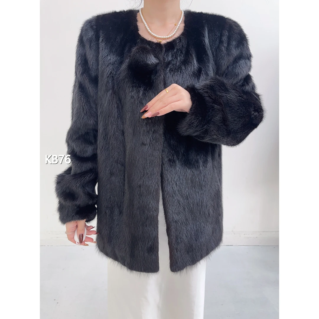 【KB76】M 红黑色短款整皮貂皮外套（肩40胸104衣67袖63）26076