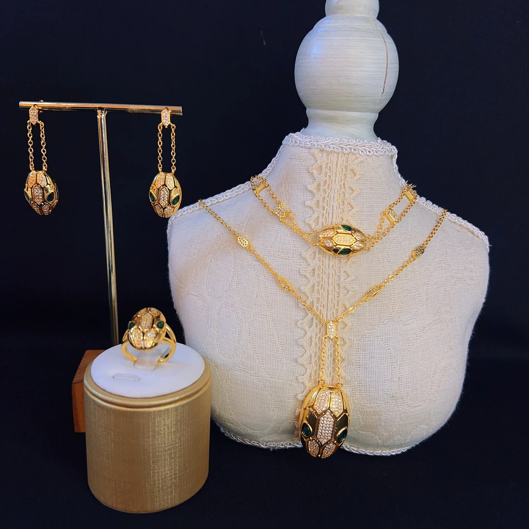 铜合金锆石项链 哈尼西牧时尚百搭华丽四件套#0008031