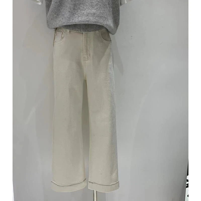 韩国首尔家定制奶杏直筒牛仔裤5322