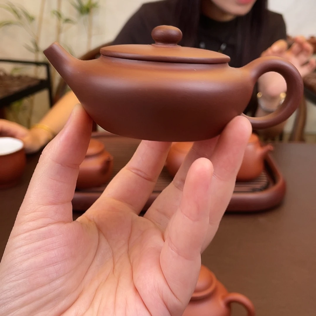 茶壶紫砂紫泥扁尘100cc