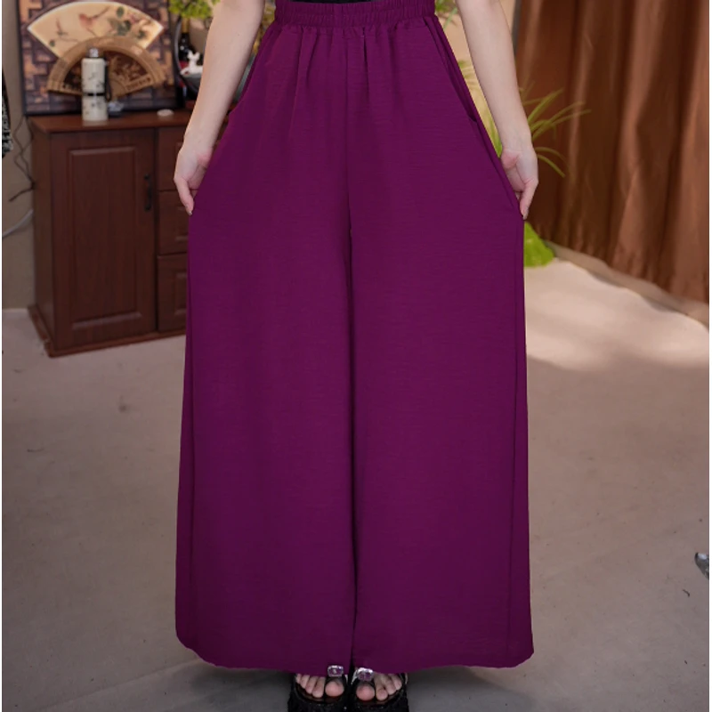 042/紫色时尚休闲高级阔腿裤 C