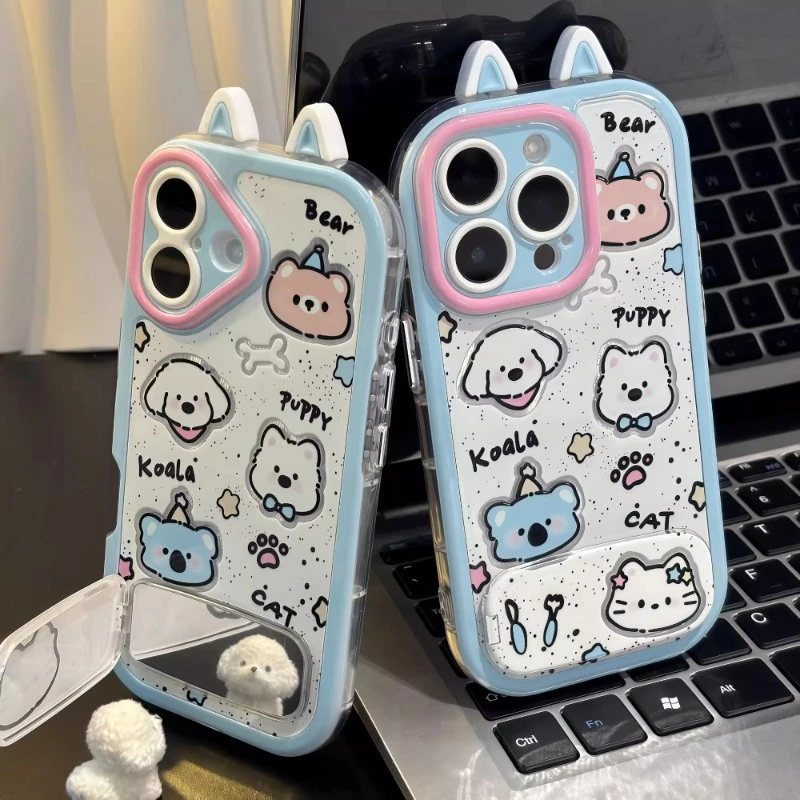 考拉西高地耳朵支架新款适用苹果16羽纱手机壳华为vivo小米15OPPO