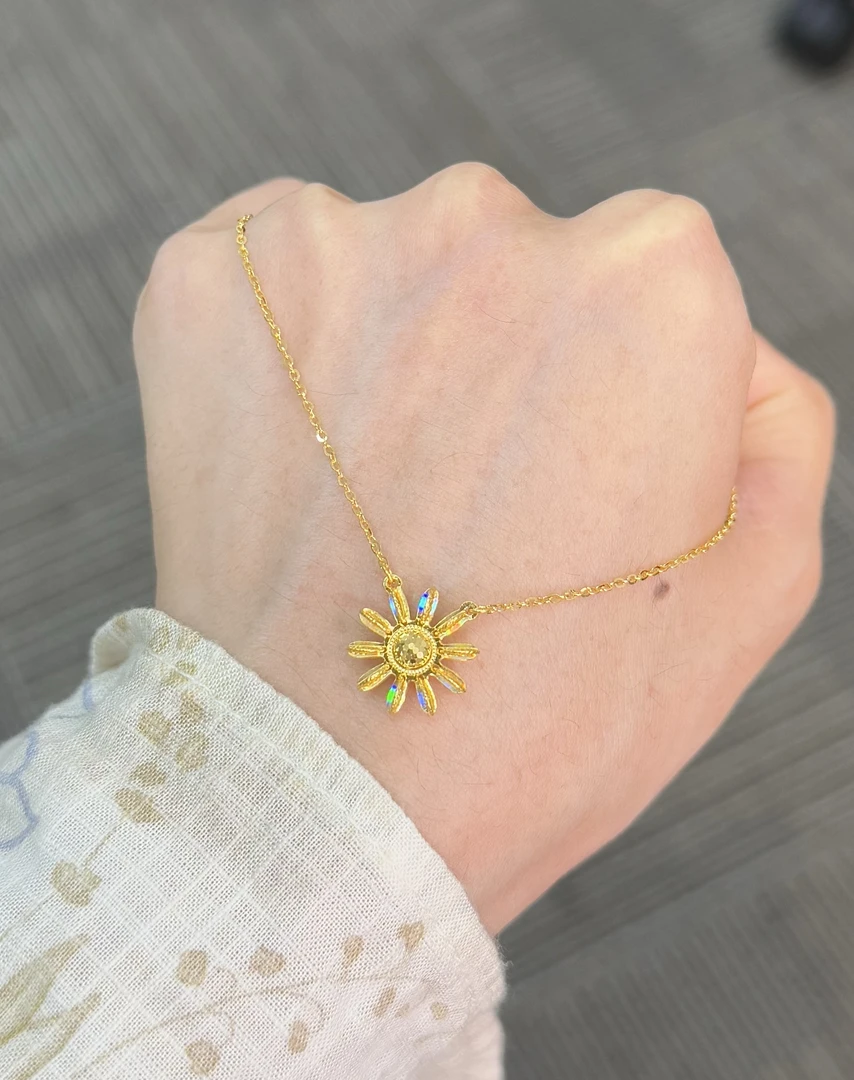 足金999  太阳花炫彩冰钻套链
