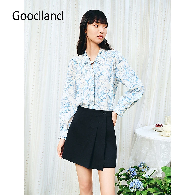 【天丝系列】Goodland美地2025春季新款莱赛尔轻上衣法式印花衬衫