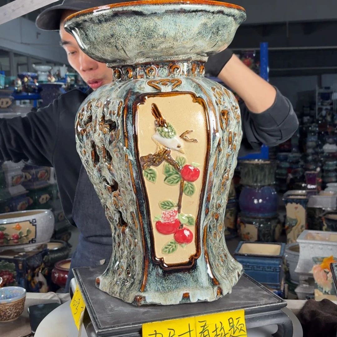 一风堂石湾花盆 面宽30高45 瑕疵高温裂
