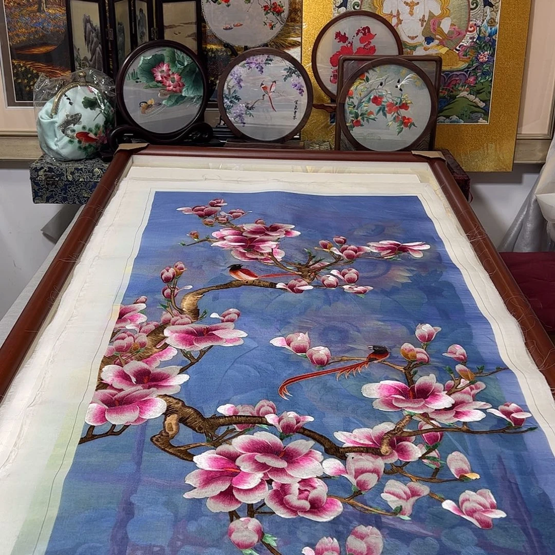 中***夜刺绣纯手工刺绣画