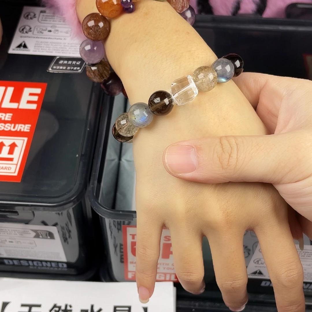 手串黄晶银S925镀金镶嵌