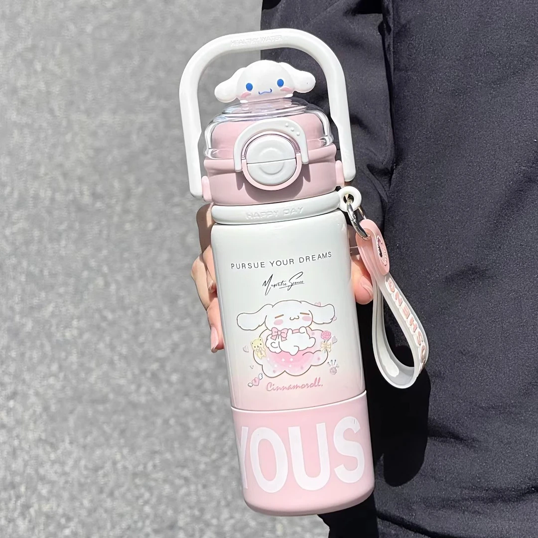 大耳狗保温杯女生大容量吸管杯女新款2025高颜值学生上学专用杯子