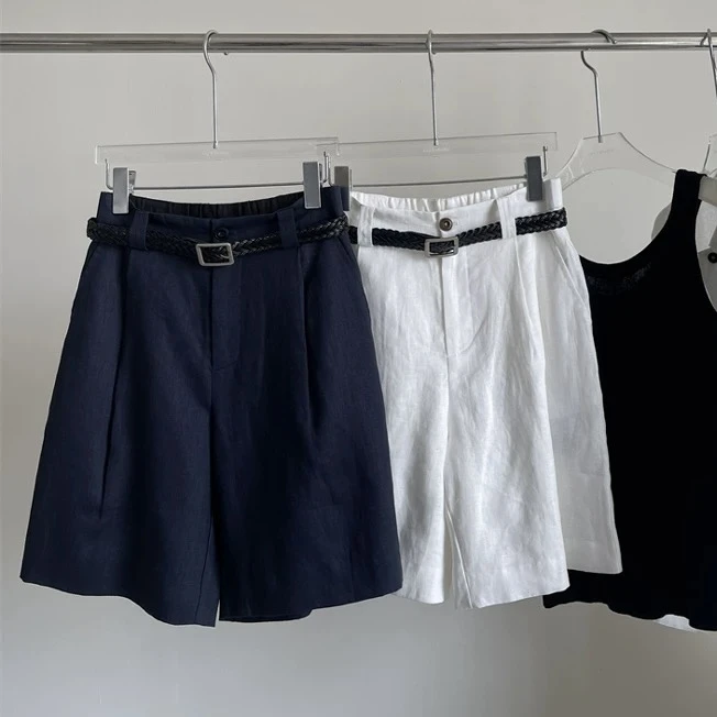 半松紧腰亚麻休闲中裤(清 NO退NO换）