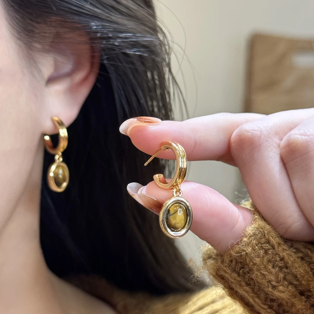 韩芸汐耳饰 复古美拉德耳钉高级感法式轻奢气质百搭经典耳饰A-47
