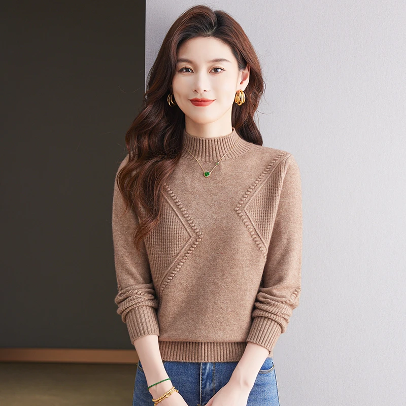 MUYANG/沐羊冬季厚款气质上衣长袖针织衫女套头百搭洋气打底