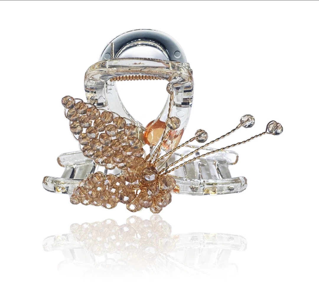 晶蝶雅韵新款法式轻奢花朵发夹流苏发抓女仙美抓夹鲨鱼2481