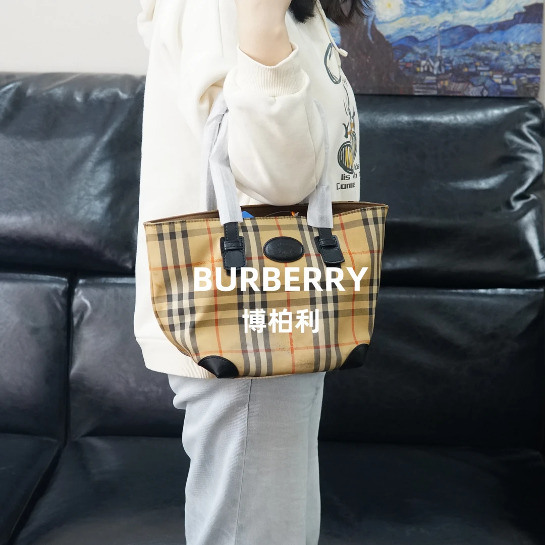 95新 BURBERRY/博柏利 巴宝莉/格纹单肩包/HD12606065/6065