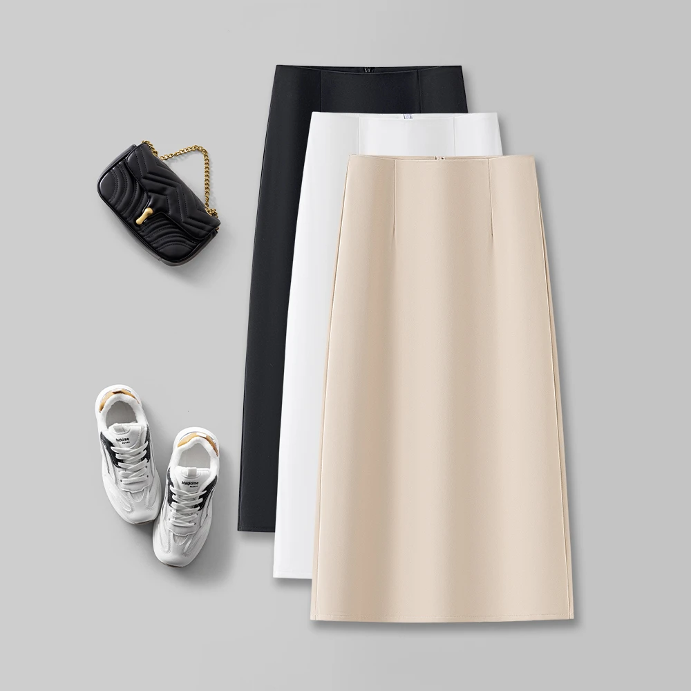 拉夏贝尔时尚垂感西装半身裙女夏季2025新款通勤中长款修身包臀裙