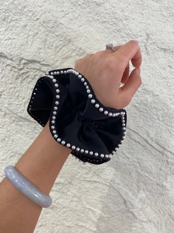 韩系高级感大肠发圈钉珠发圈头绳气质简约马尾丸子头发饰