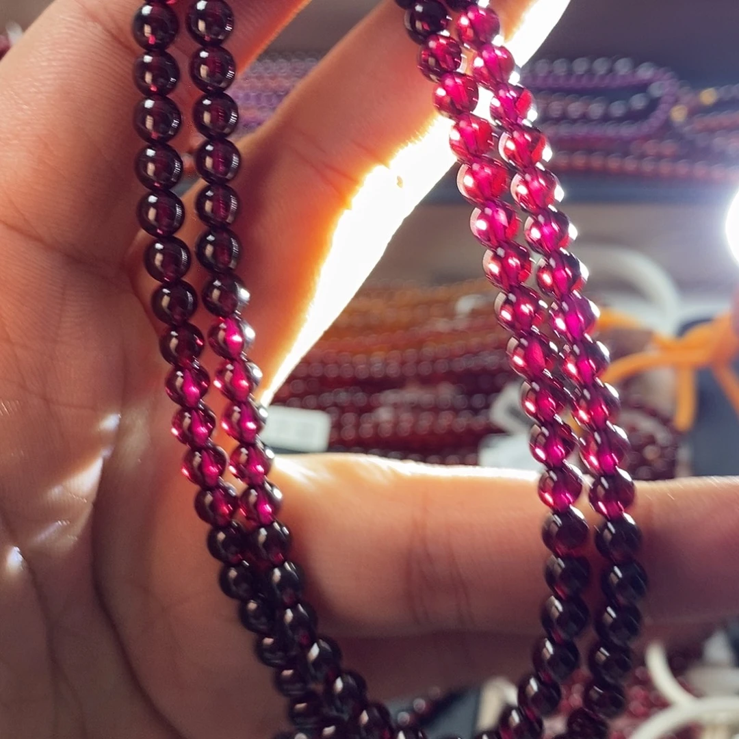 手链石榴石未镶嵌5.3mm毕业级玫红色