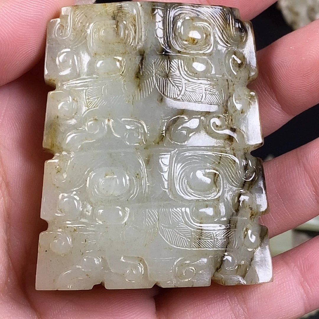 三***木和田玉未镶嵌挂件