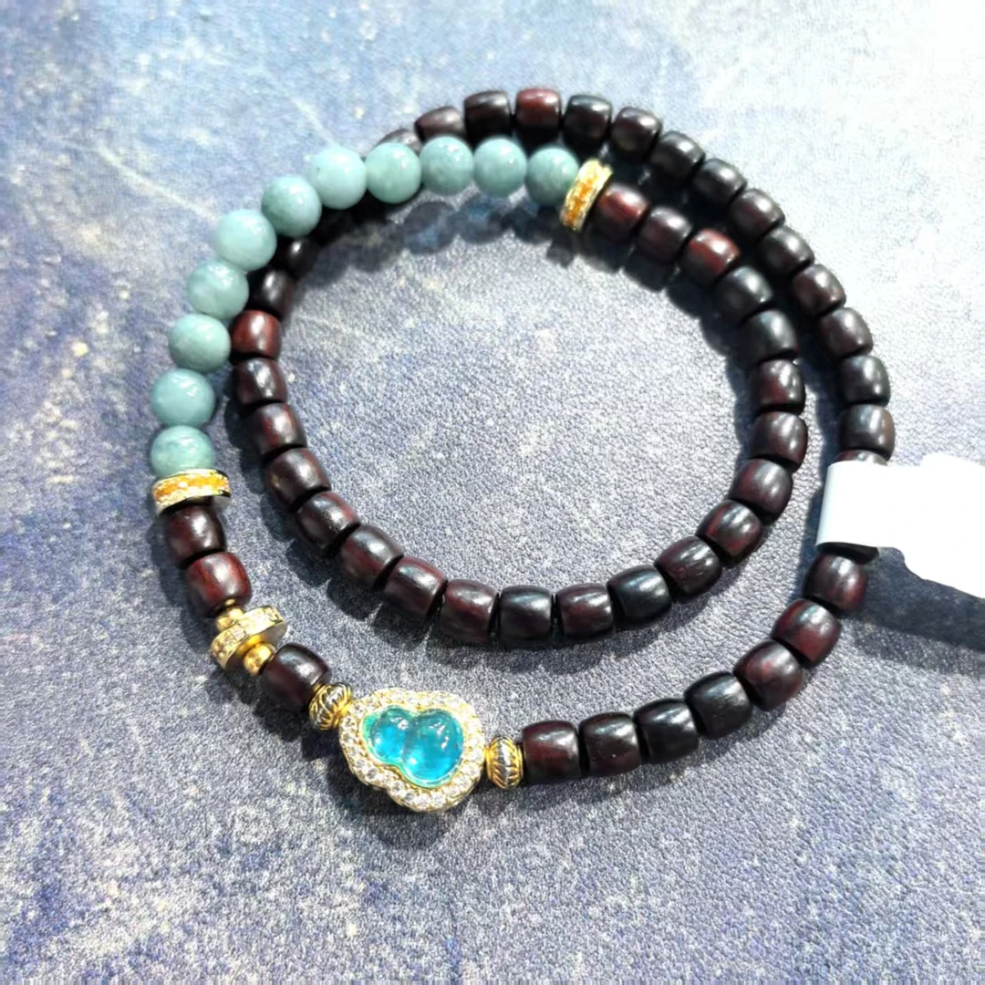 K0001-小叶紫檀5*5双圈+葫芦+盒子