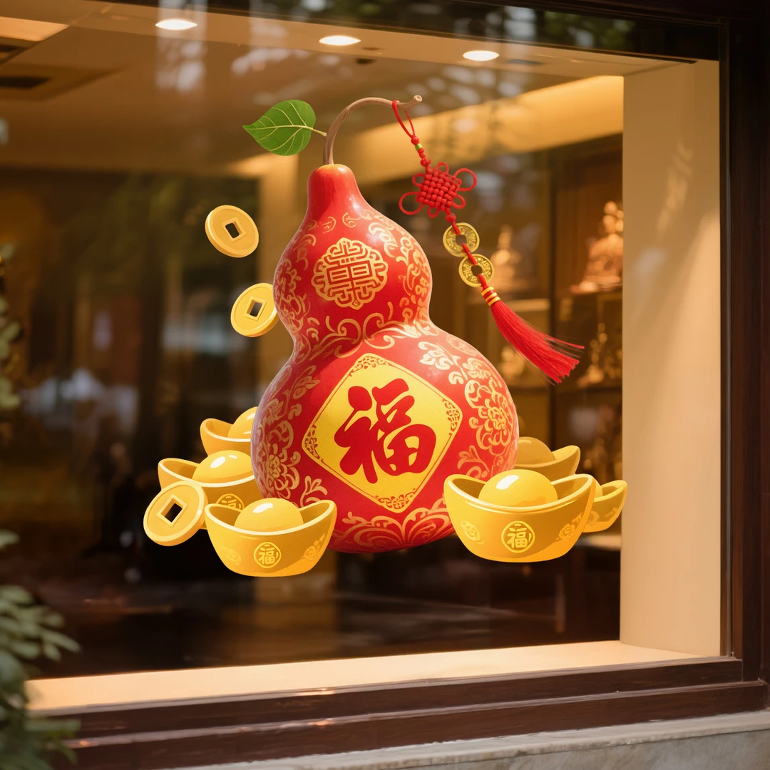 中式佛具店窗户玻璃贴佛堂莲花墙贴茶室墙面贴纸佛系贴画装饰用品