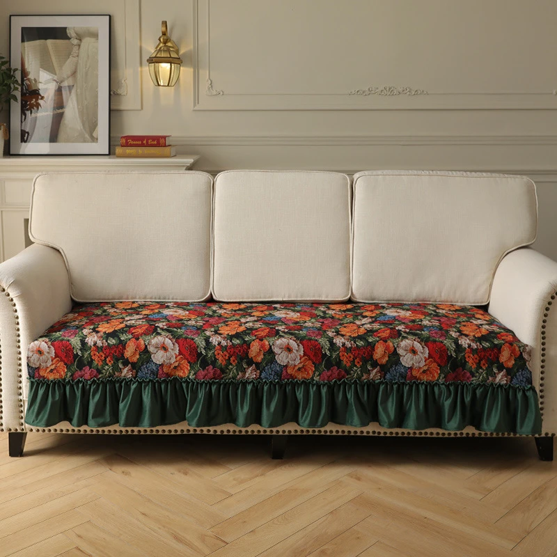梵汀艺术-沙发垫四季通用耐脏防滑一片式直排欧式雪尼尔沙发巾