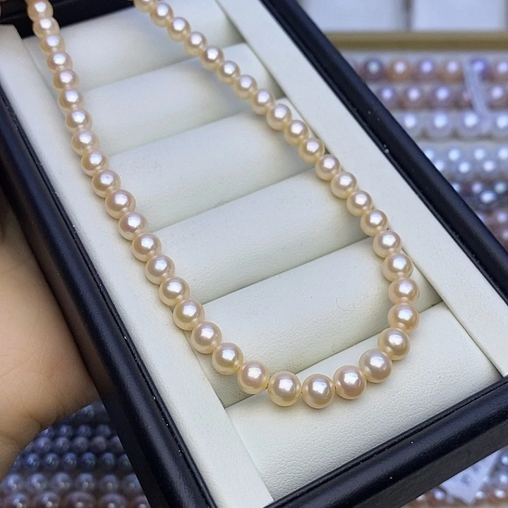 项链淡水珍珠未镶嵌奶油金 5.5-6