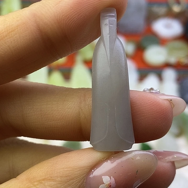 和田玉未镶嵌颈饰福利烟紫翁仲吊坠