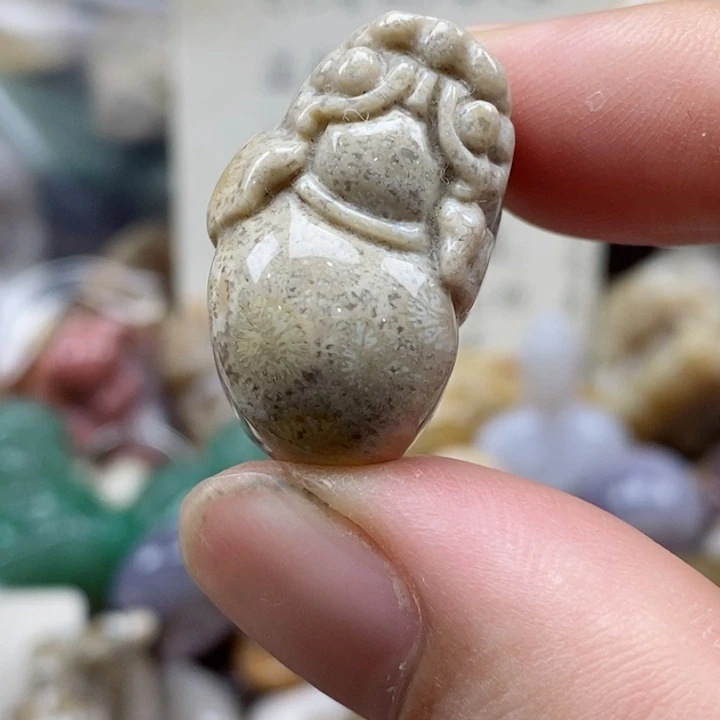 硅化珊瑚（珊瑚玉）未镶嵌颈饰小吊坠