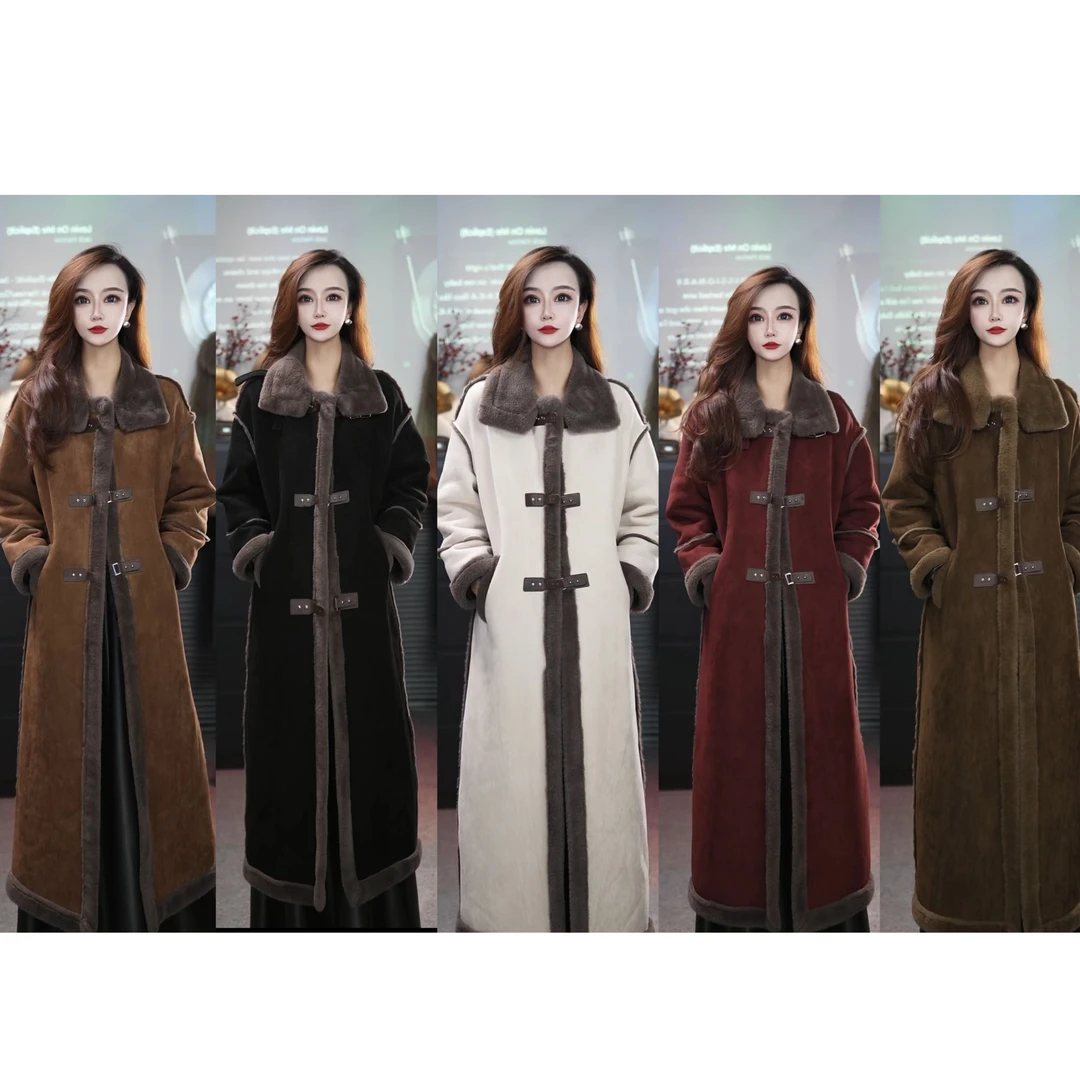 2024冬季保暖加厚外套网红新款皮毛一体长款气质8045/AJ