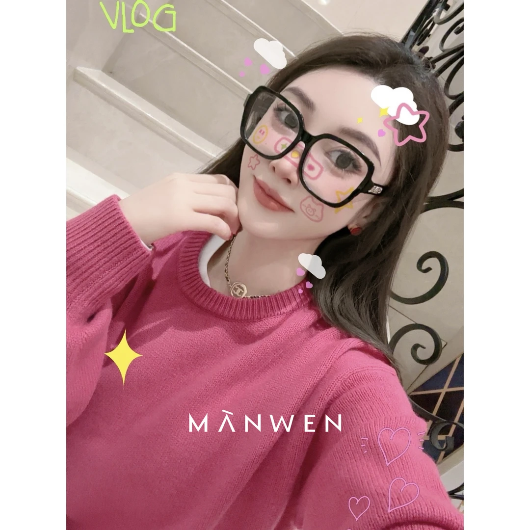 【曼文kiki】“软糯三色雪媚娘”加厚圆领套头羊毛毛衣 MANQ357
