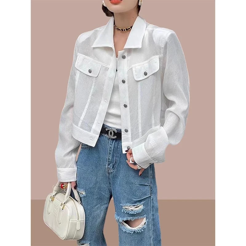 小个子纯色防晒衣女2025年新款短袖日常轻薄款外套女短款夏季休闲