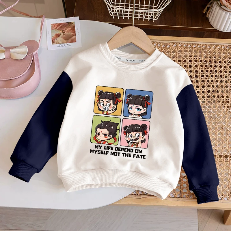 2025年童装哪吒敖丙圆领儿童卫衣春秋款男童女童趣味卡通上衣服