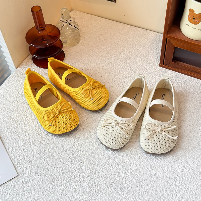 女童韩版公主鞋2025夏季新款时尚纯色软底奶奶鞋宝宝一脚蹬豆豆鞋