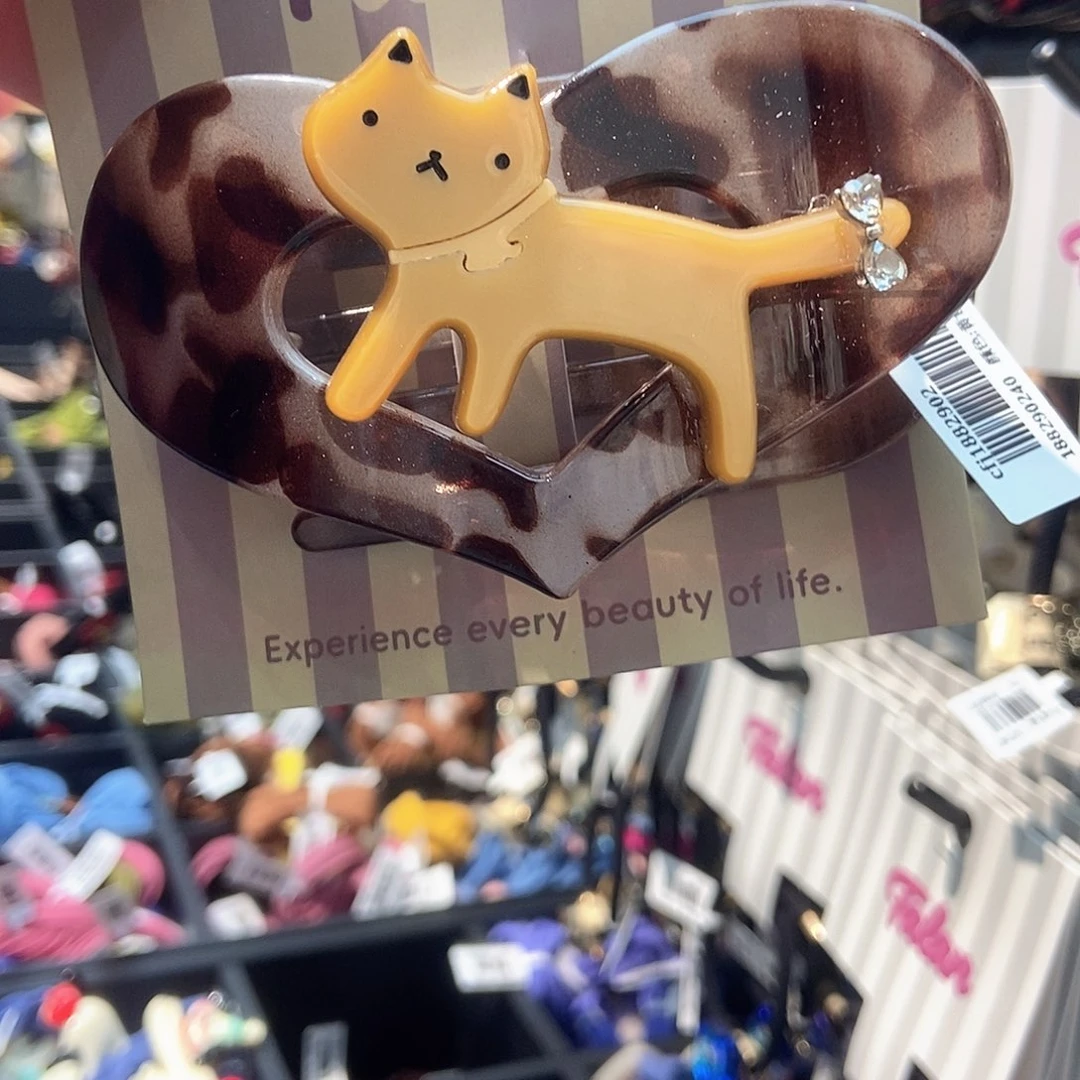 布艺铁合金小猫咪贝壳夹