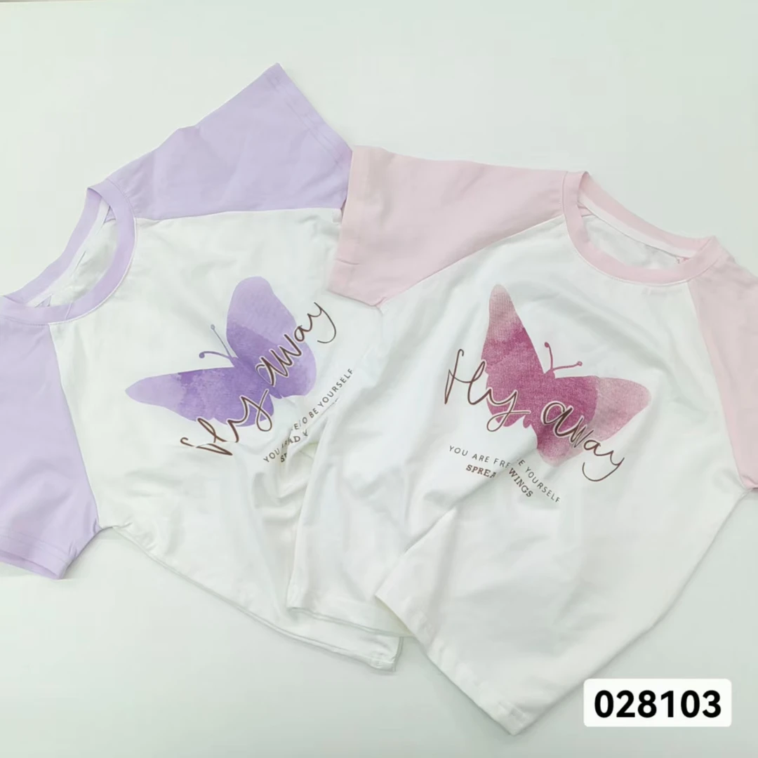 哆新款自家简度蝴蝶单T恤028103