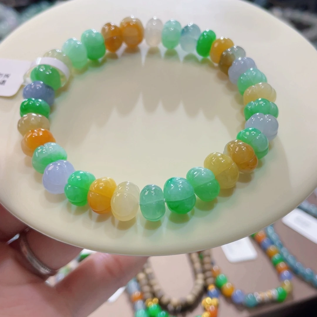 未镶嵌手链翡翠五彩缤纷南瓜珠放漏