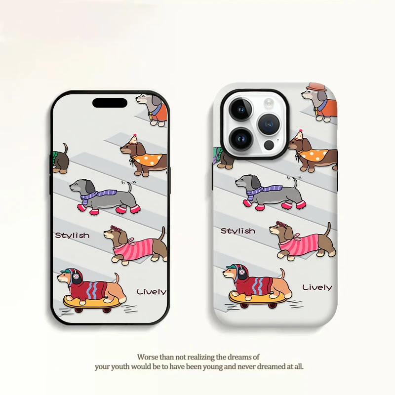 腊肠狗派对手机壳适用苹果16pro个性17promax二合一15/14小米华为
