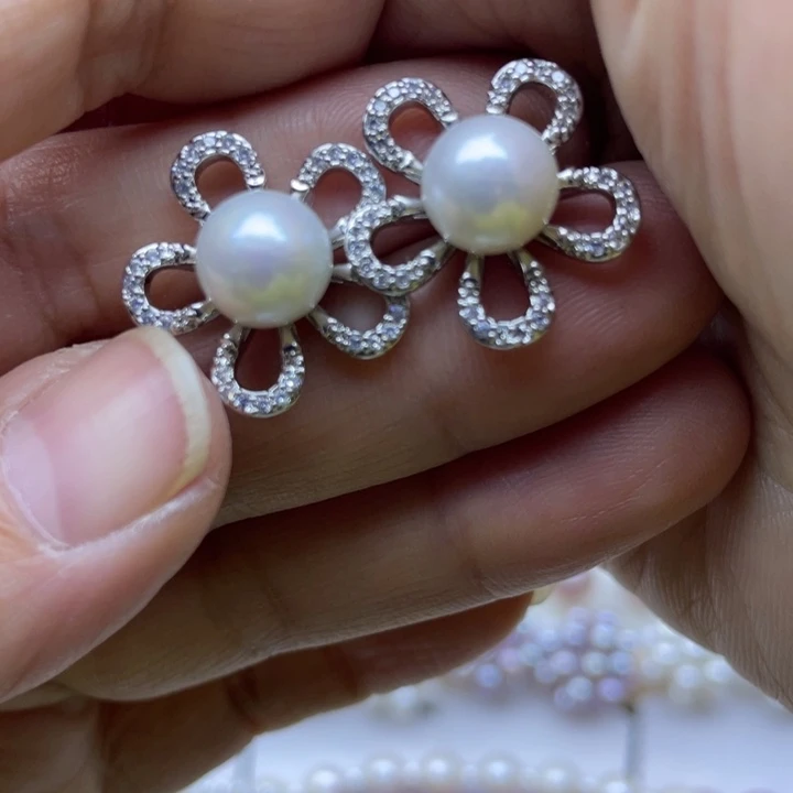 耳饰淡水珍珠银S925镶嵌