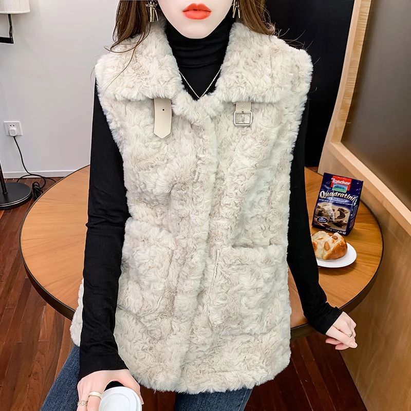 dgr羊羔绒马甲女外套洋气秋冬外穿加绒加厚皮毛一体坎肩背心保暖