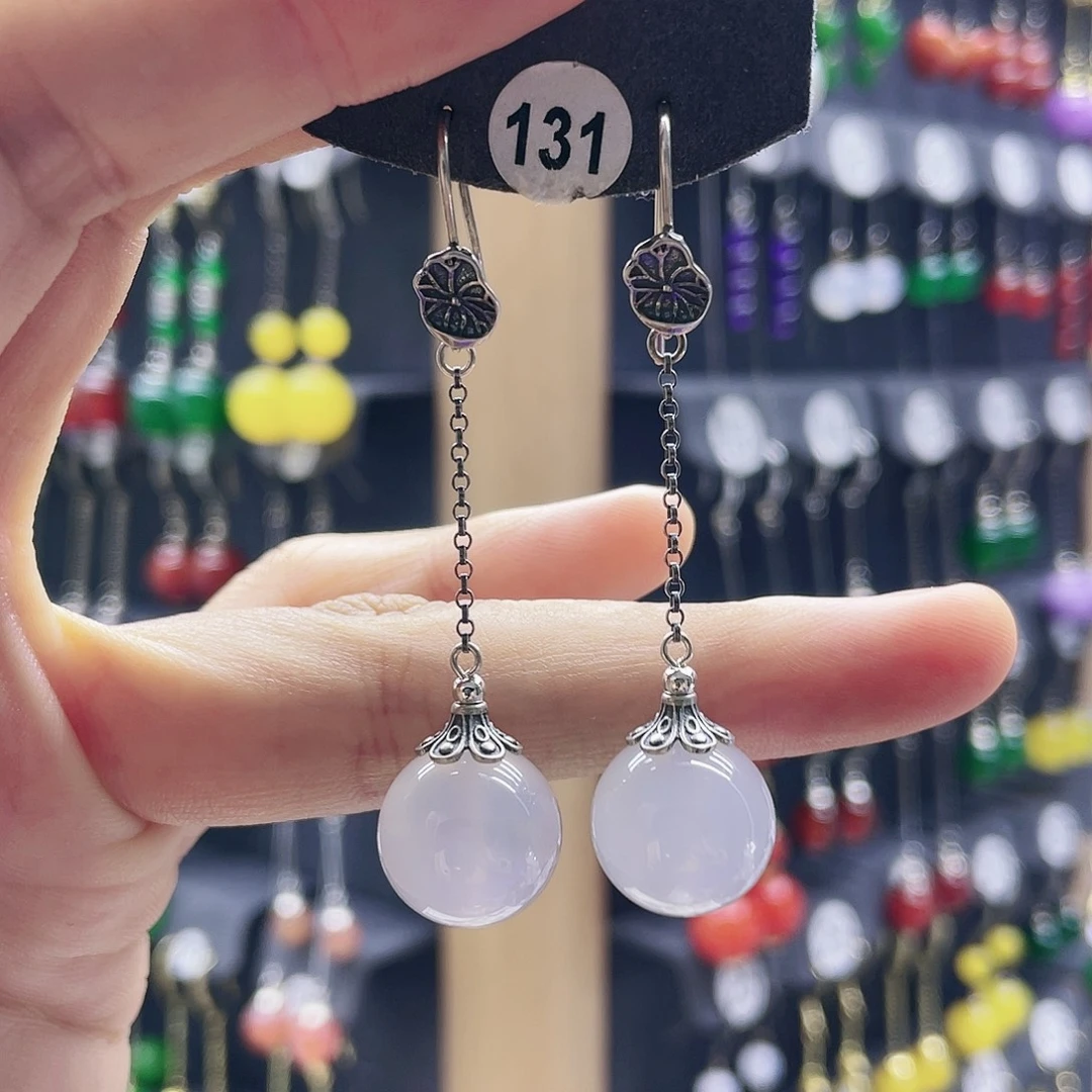 玛瑙/玉髓银S925镶嵌耳坠