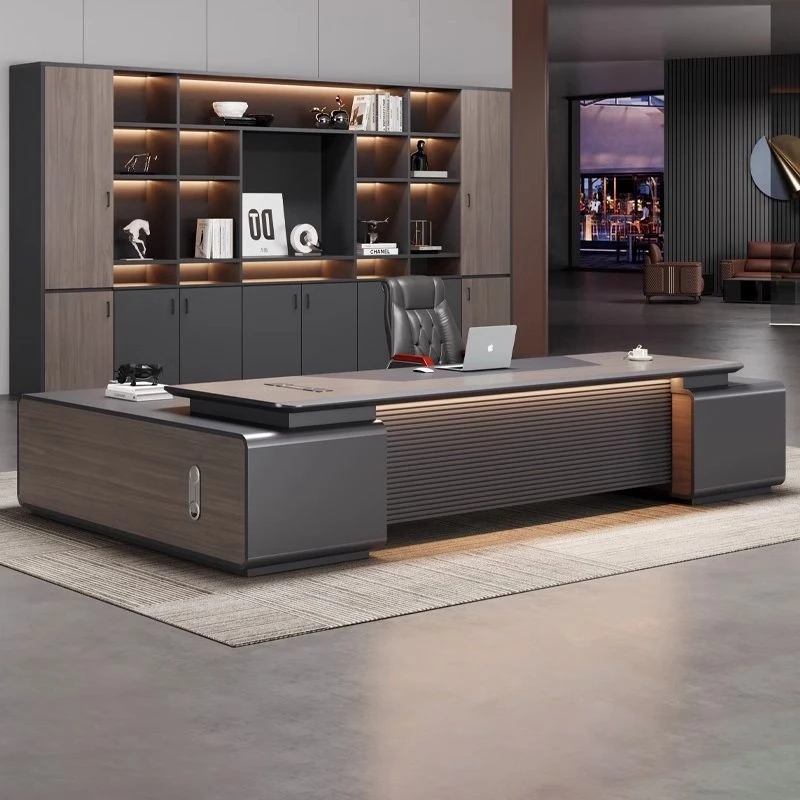烤漆老板桌办公桌椅组合轻奢高级感简约现代大班台董事长总裁主管