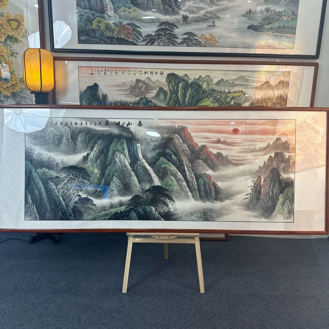 泰山日出（225X85）客厅餐厅办公室背景墙中式山水画