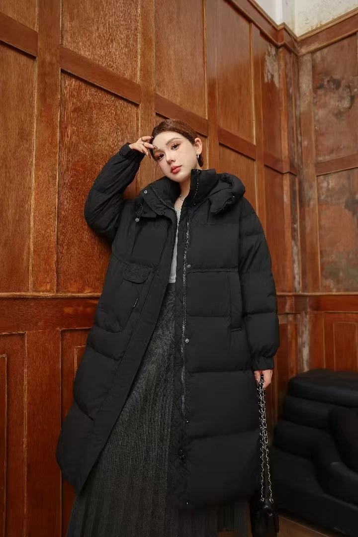 2025冬季新款连帽外套韩系中长款百搭上衣外套加厚